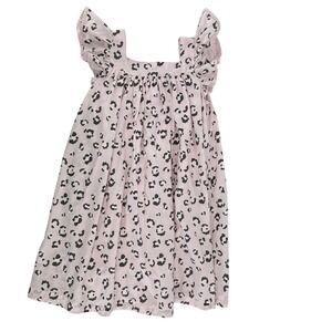 Tucker + Tate Girls Dress Size 7 Pink Snow Leopard Print Ruffle Sleeve Cotton